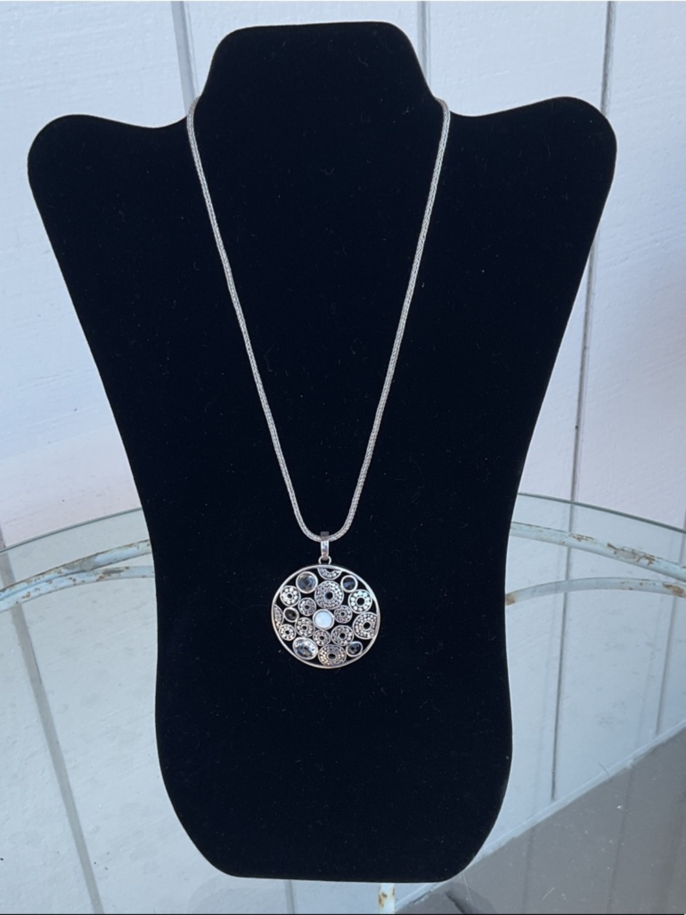 Lori Bonn Sterling Silver Pendant Necklace with Semi-Precious Accent Stones